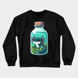 Kawaii Axolotl in Water Plant Bottle Crewneck Sweatshirt